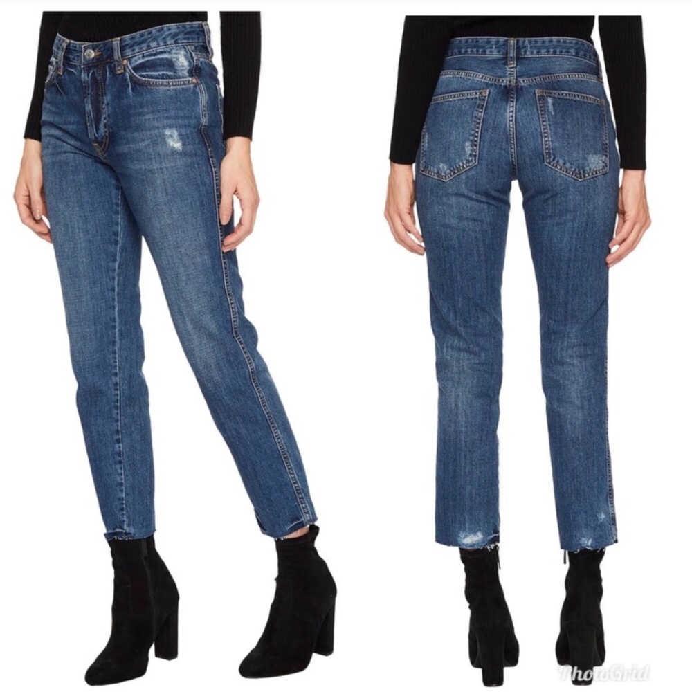 NWT Free People Mid Wash Boyfriend Straight Leg Jeans
